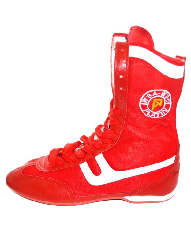 Обувь для бокса, кожа+сетка, красная (6852)