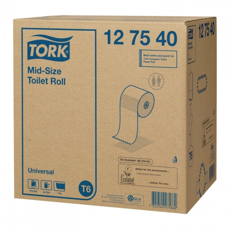 Бумага туалетная 135 м TORK Сист Т6 к-т 27 шт Universal белая 127540 127838 (1) (92673)