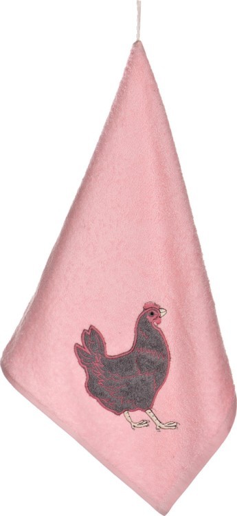 Полотенце 40*70" курочка"  х/б 100% с вышивкой, розовое Текстильный Мир (850-537-1)