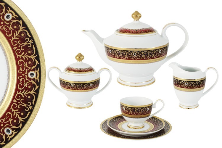 Чайный сервиз 23 предмета на 6 персон Принц (бордо) Shibata ( S9845-A4_23-AL )