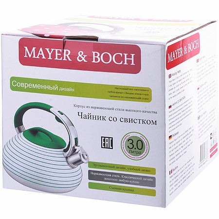 Чайник 3л нерж/сталь со свистком Mayer&Boch (28310)