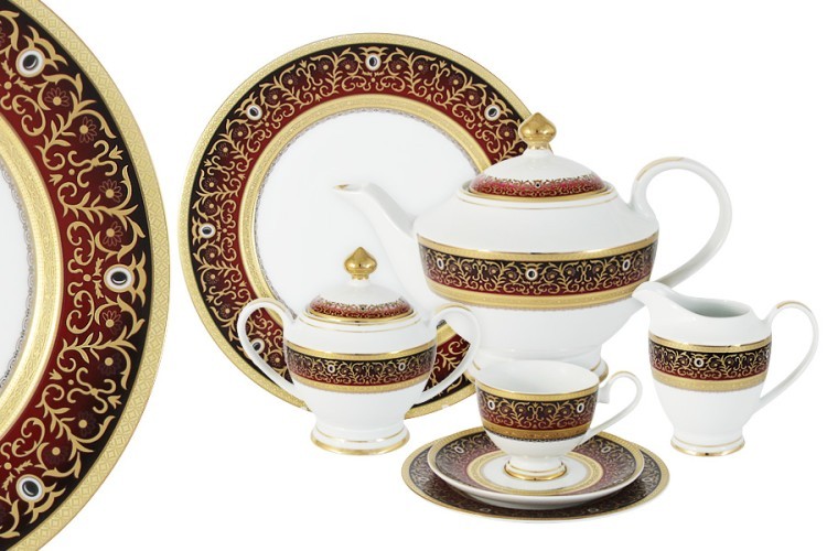 Чайный сервиз 42 предмета на 12 персон Принц (бордо) Shibata ( S9845-A4_42-AL )