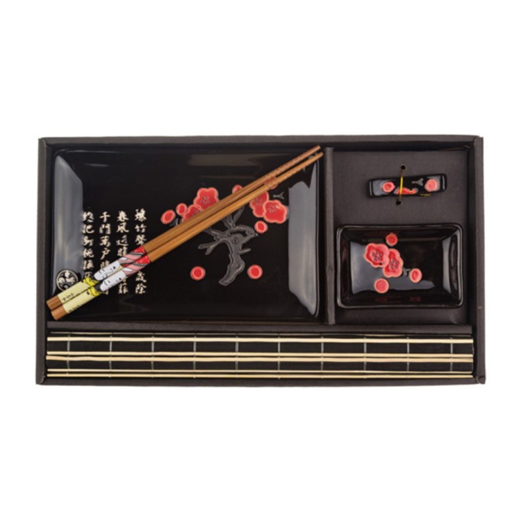 Набор для суши 5 предметов: соусник, блюдо, подставка под палочки,салфетка бамбук, палочки бамбук (к Hebei Grinding (31-205) 