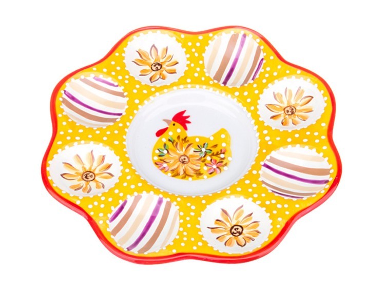 Тарелка для яиц "русские узоры" диаметр=19 см.ручная роспись (кор=24шт.) Lefard (151-037)