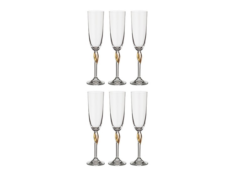 Набор бокалов для шампанского из 6 шт."флер" 220 мл. высота=25,5 см. Crystalex Cz (674-136) 