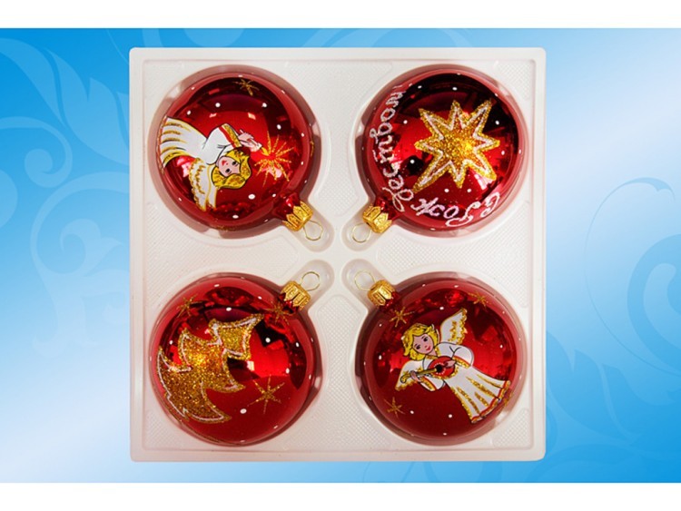 Набор шаров из 4 шт."рождественская сказка" диаметр=7 см. Оао"елочка" (860-191) 