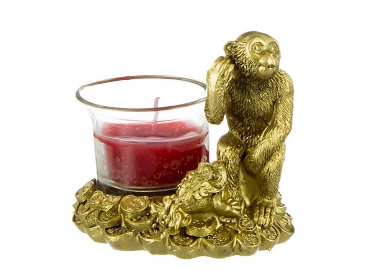 Подсвечник "обезьянка с денежной жабой" 8*5,8*5,8 см Polite Crafts&gifts (117-197) 