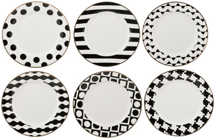 Набор тарелок десертных из 6 шт."черно-белое" 19см. Porcelain Manufacturing (779-164) 