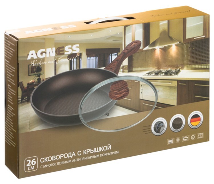 Сковорода со стекл.крышкой и антипригарным покрытием диаметр=26 см.высота=5 см. Ningbo Gourmet (918-147) 