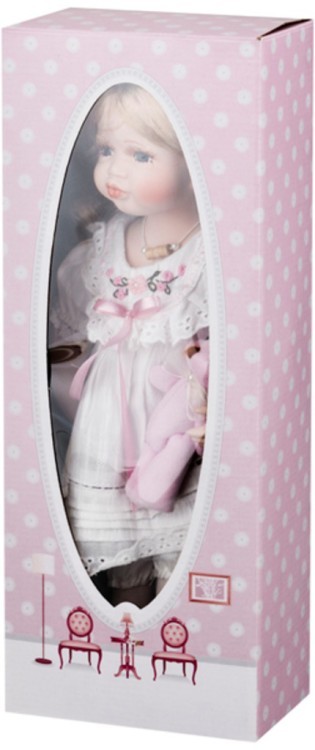 Фарфоровая кукла "лора" с мягконабивным туловищем высота=37 см. (кор=12шт.) Lefard (485-256)
