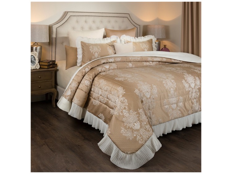 Комплект на кровать из покрывала и 2-х наволочек "барокко",коричневый,250х230,50х70-2шт,100% п\э+100 SANTALINO (850-900-59)