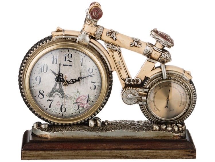 Часы настольные кварцевые с термометром "мотоцикл" 29,5*10*25 см. диаметр циферблата=12 см. (кор=12ш Lefard (204-152)