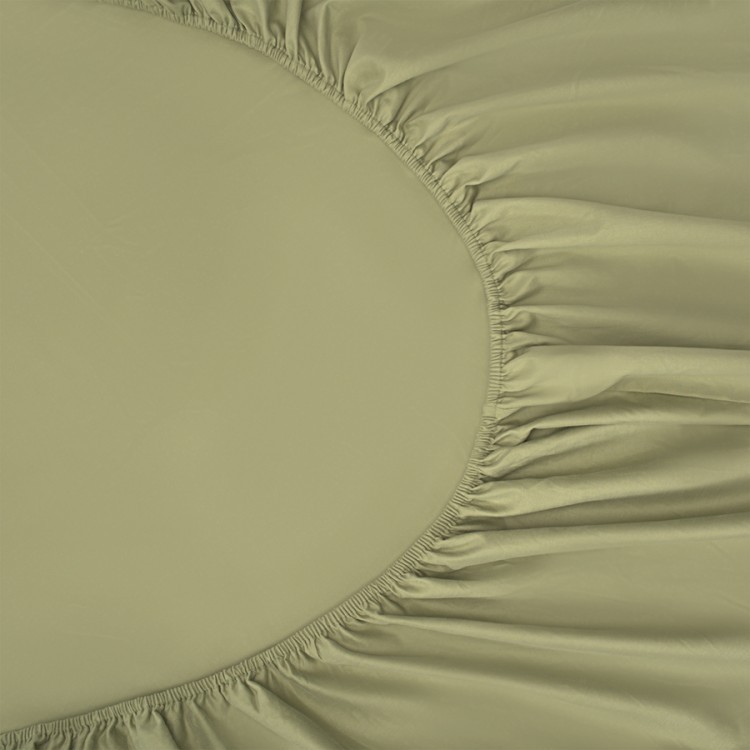 Простыня на резинке из сатина цвета шалфея с брашинг-эффектом из коллекции essential, 160х200х30 см (76106)