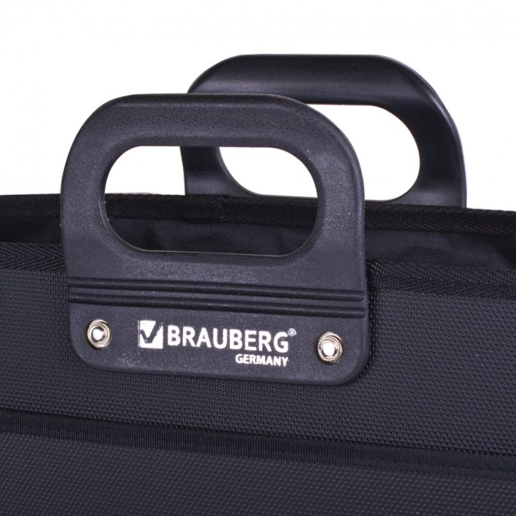 Папка-портфель пластиковая Brauberg "Премьер" А4 (390х315х120 мм) 3 отделения черная 223082 (1) (89506)
