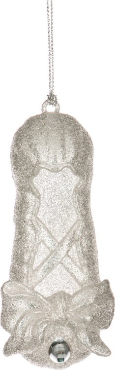 Декоративное изделие "пуанты" серебро глиттер 11*4 см.высота=3 см.(мал-24/кор=288шт.) Myco International (865-323)
