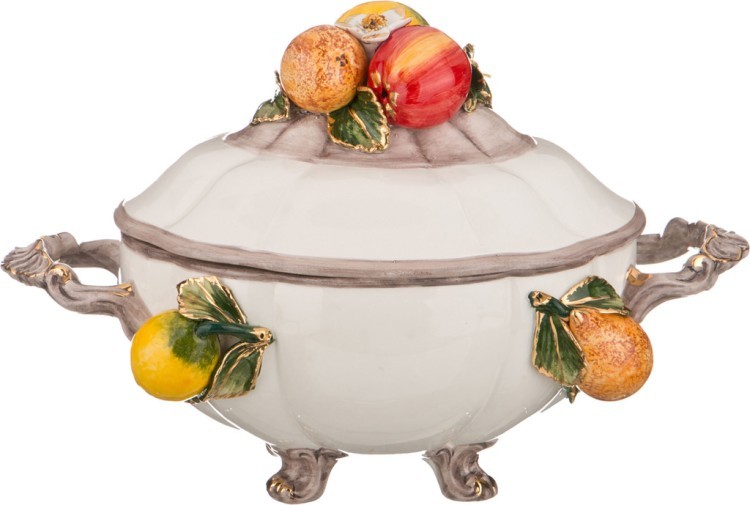 Чаша декоративная с крышкой "фрукты" высота=25 см.38*22 см. ORGIA (335-275)