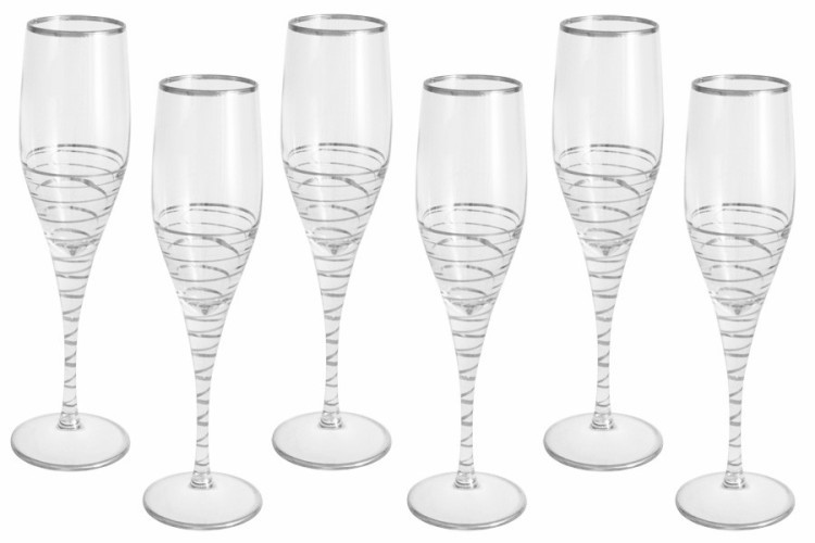 Набор: 6 бокалов для шампанского Спираль (серебро) - SM3107_870-P Same