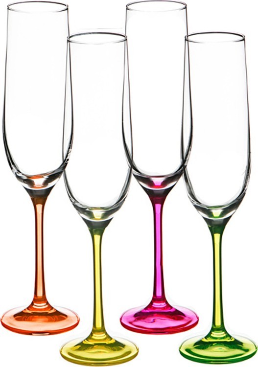 Набор бокалов для шампанского из 4 шт. "neon" 190 мл. высота=24 см. Bohemia Crystal (674-296)