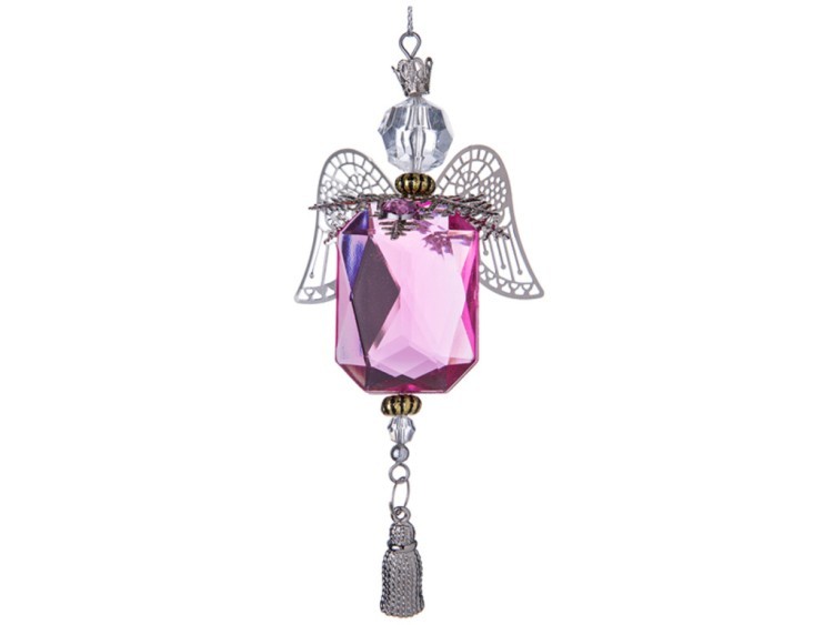 Декоративное изделие  "подвеска ангел " 10 см  цвет:розовый/серебро((мал-24/кор=288шт.) Myco International (865-359)