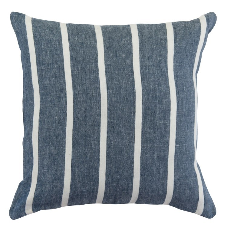 Чехол на подушку декоративный в полоску темно-синего цвета из коллекции essential, 45х45 см (70955)