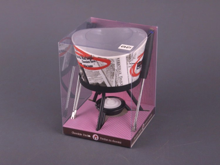Набор фондю : чаша+4 вилочки+свеча+метал подставка диаметр=12 см. Hebei Grinding (470-071) 
