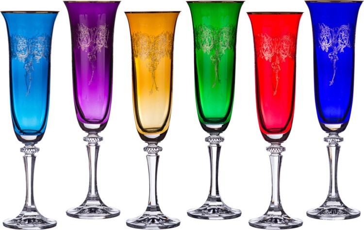 Набор бокалов для шампанского из 6 шт. "kleopatra / branta" 175 мл. высота=23 см. CRYSTALITE (669-188)