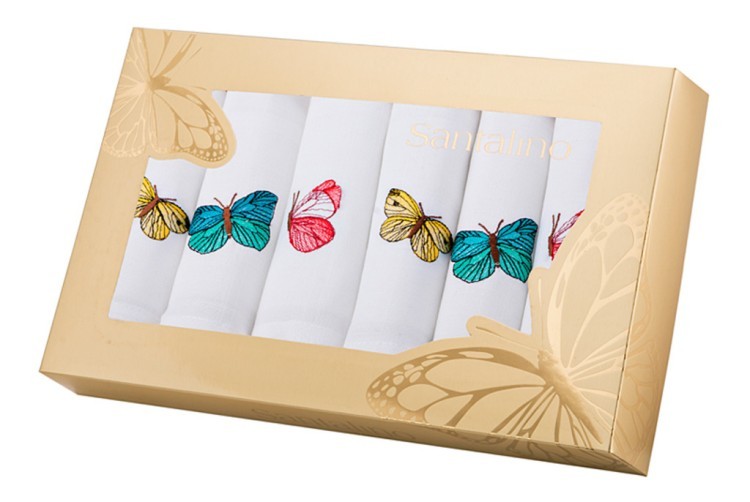Комплект салфеток из 6 шт.42*42см.вышивка "райские бабочки", белый п/э 100% (850-503-03) 