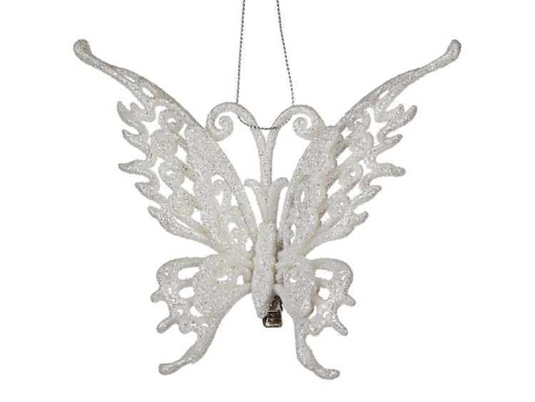 Бабочка с клипсой белый/серебр 12,5*14 см. Myco International (865-019) 
