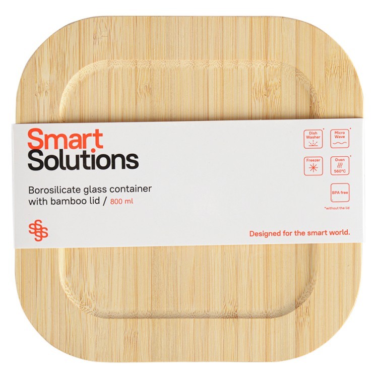Контейнер для запекания и хранения smart solutions с крышкой из бамбука, 800 мл (73381)