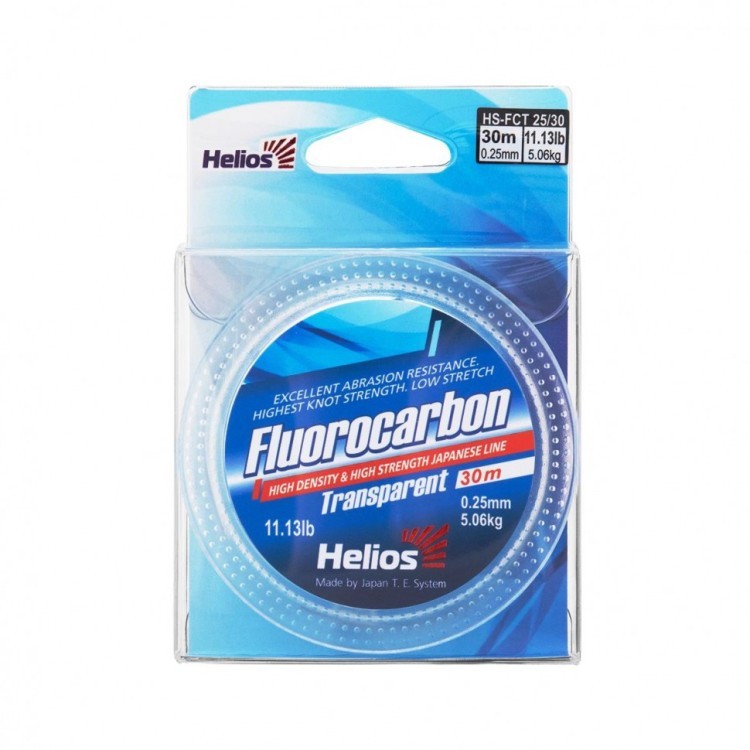 Леска флюорокарбон Helios Fluorocarbon 0,25мм 30м Transparent HS-FCT 25/30 (75761)