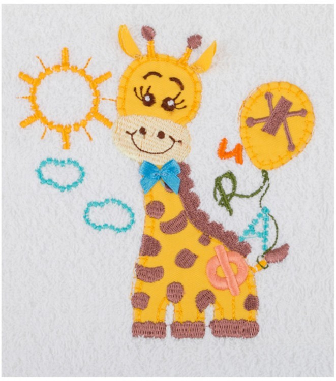Полотенце махровое "азбука-жираф",белое,50х90,вышивка SANTALINO (850-560-1)