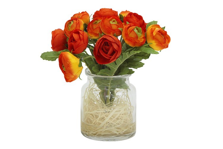Декоративные цветы Купальницы оранжевые в стекл вазе - DG-JA6035-OR Dream Garden