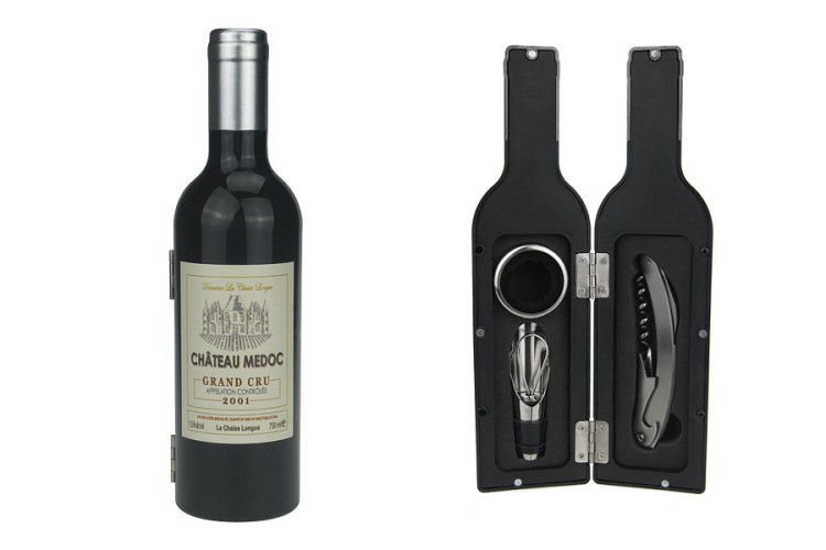 Винный набор 3 пр. Бутылка глянцевая с серебряной пробкой - WT608005SS-AL Wine Tools