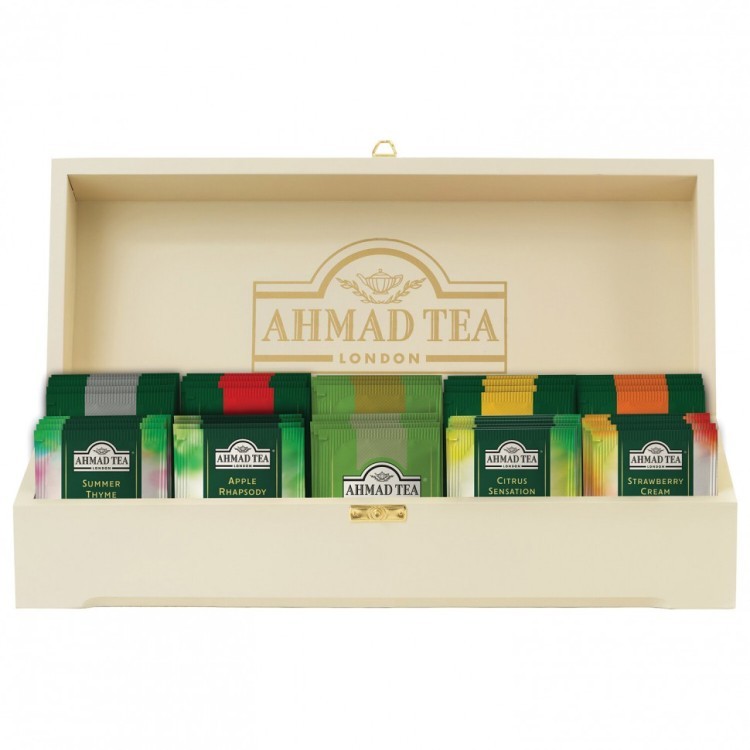 Чай Ahmad ассорти 10 вкусов в деревянной шкатулке набор 100 пакетов Z583-2 622785 (1) (91604)