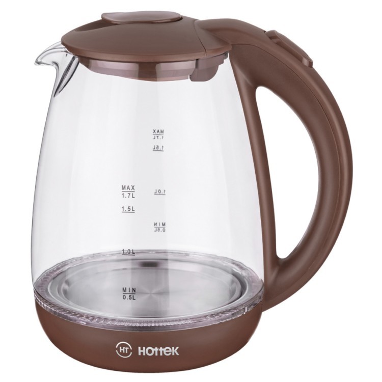 Чайник электрический hottek стекло ht-960-403 1,7л 2200вт коричневый, внутренняя подсветка HOTTEK (960-403)