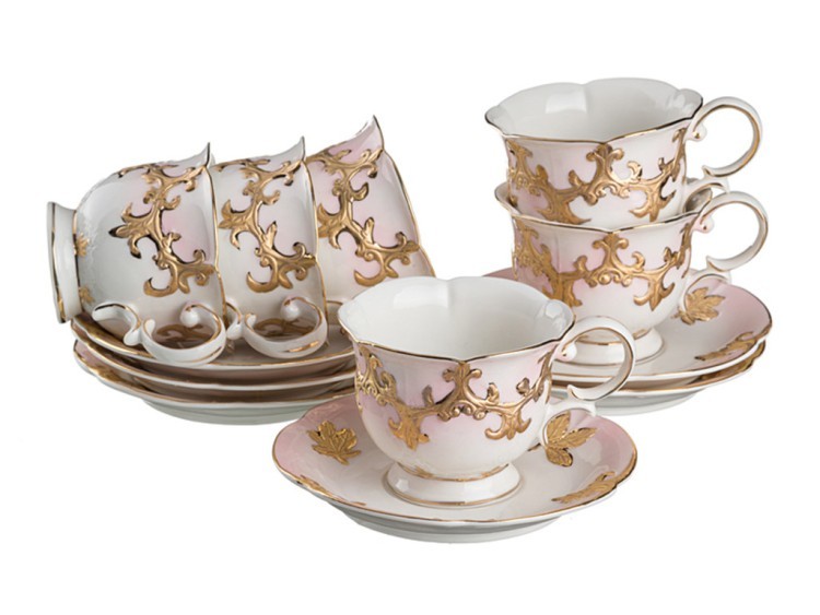 Чайный набор на 6 персон 12 пр. "софия золотая" 200 мл. Porcelain Manufacturing (418-271) 