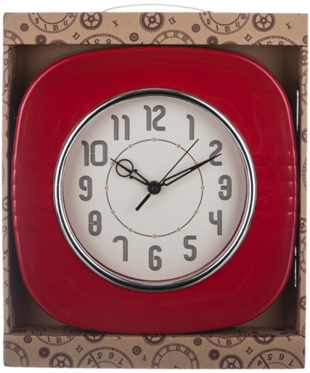 Часы настенные кварцевые "lovely home" 28*28 см. цвет:красный циферблат диаметр=18 см. (кор=6шт.) Lefard (220-255)