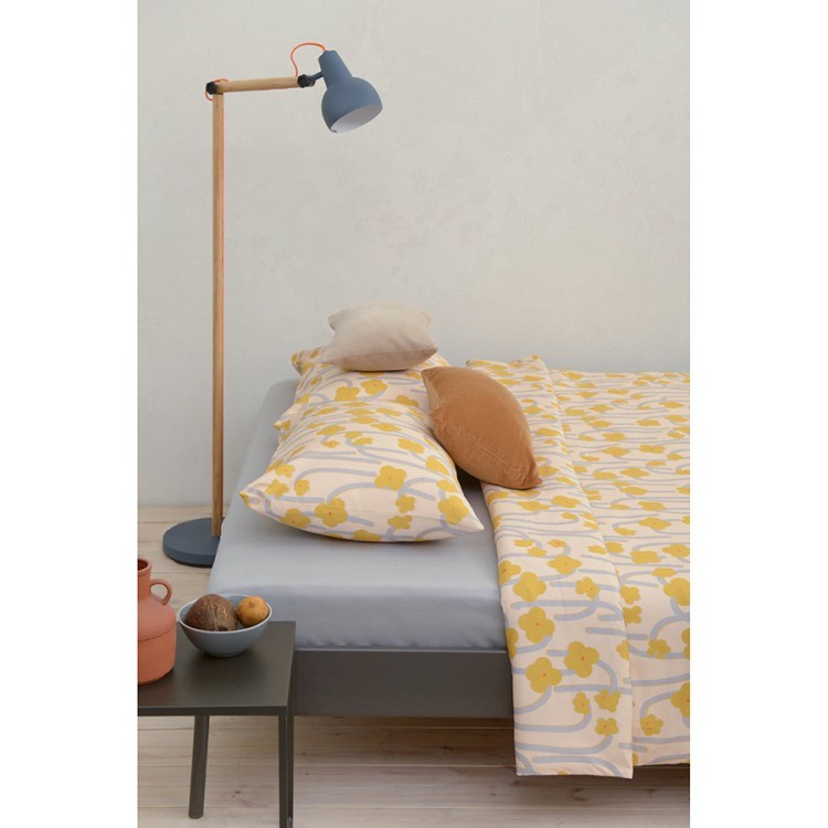 Комплект постельного белья горчичного цвета с принтом Полярный цветок из коллекции scandinavian touch, 200х220 см (73681)