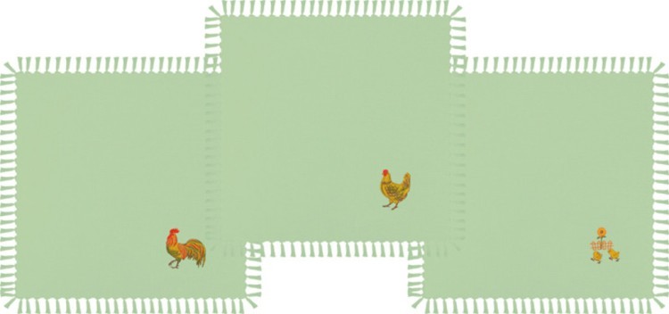 Комплект салфеток 40х40см из 3-шт"куриная семейка" 100% х/б, вышивка, зелёный SANTALINO (850-533-41)