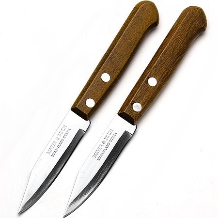 Ножи 2штуки 11,5см. руч/буковое дерево на блистере МВ (23426)