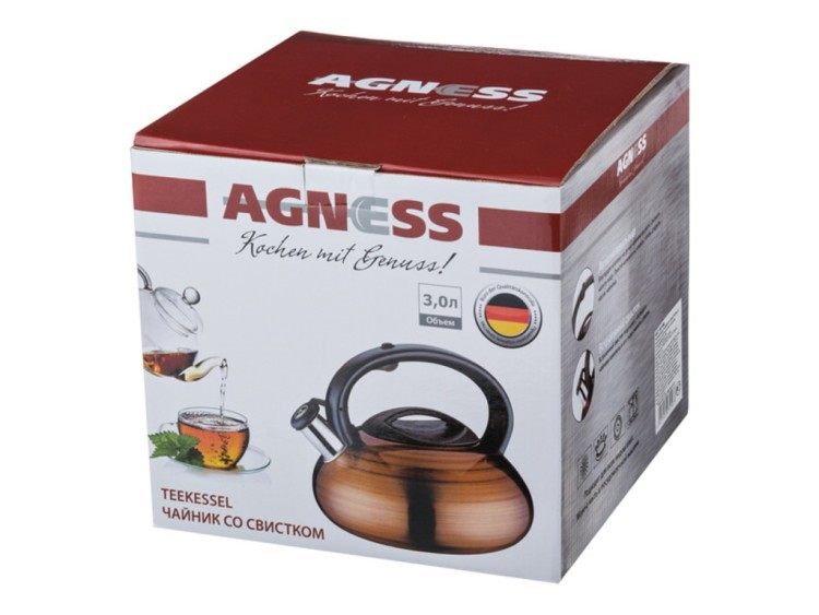 Чайник  agness со свистком 3 л нжс Agness (907-080)
