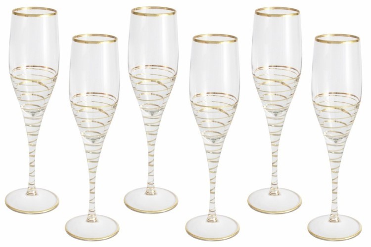 Набор: 6 бокалов для шампанского Спираль (золото) - SM3107_870-G Same