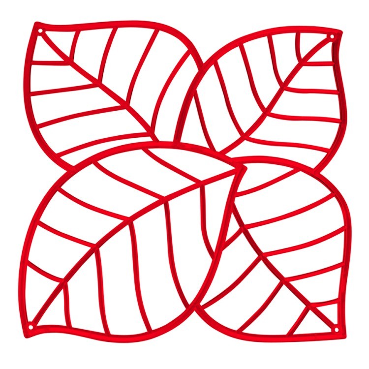 Набор из 4 декоративных элементов leaf, красный (60674)