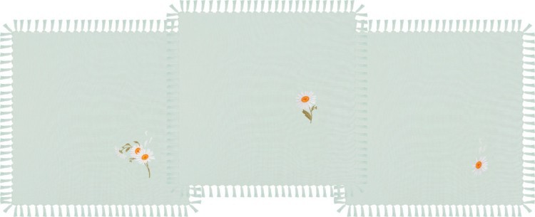 Комплект салфеток из 3 шт.40*40 см.вышивка "ромашки", 100% х/б, св. зелёный SANTALINO (850-517-17)