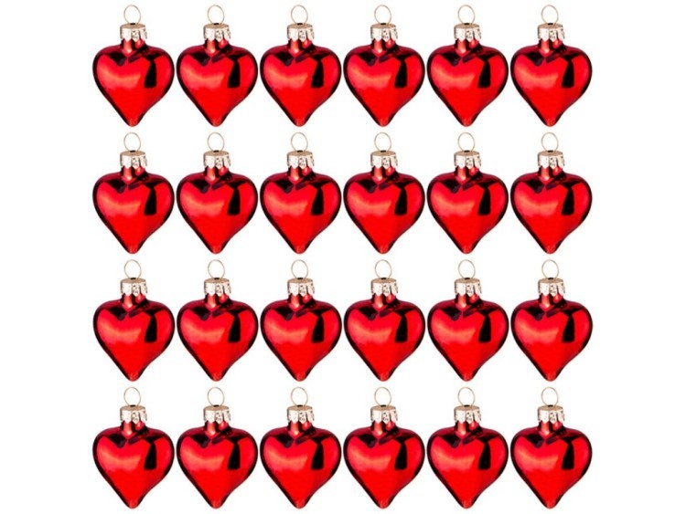 Набор игрушек для маленькой елочки 24 шт. "красные сердечки" высота=3,4 см Lefard (862-257)
