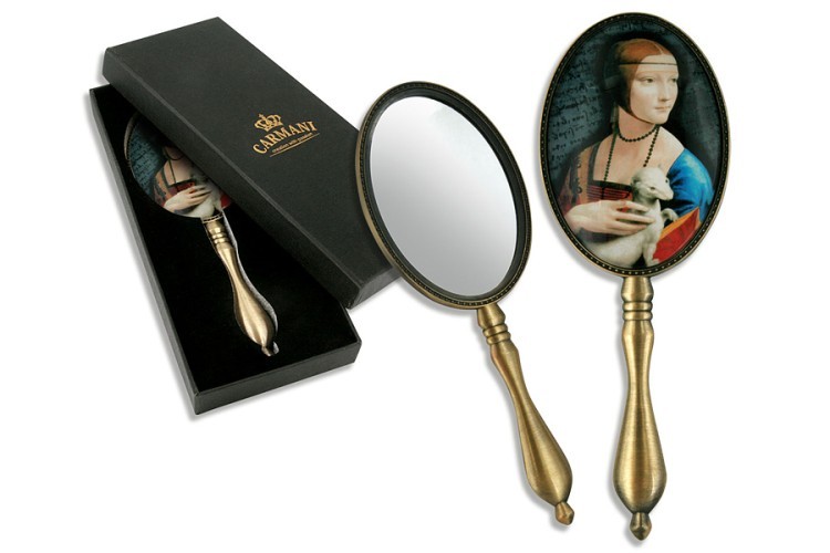 Зеркало ручное в подарочной упаковке, Леонардо да Винчи, Дама с горностаем Carmani ( CAR013-0104 )