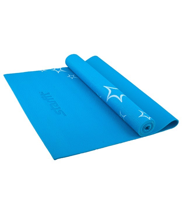 Коврик для йоги FM-102, PVC, 173x61x0,3 см, с рисунком, синий (129891)