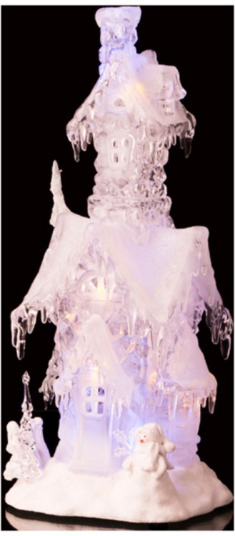 Фигурка с подсв."лесной домик деда мороза" 20*18 см.высота=45 см дизайн горн.хрусталь Polite Crafts&gifts (234-112) 