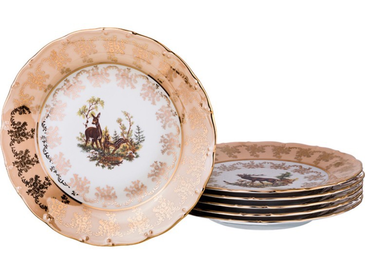 Набор тарелок из 6 шт."золотая охота" диаметр=25 см. Moritz Zdekauer (655-739) 