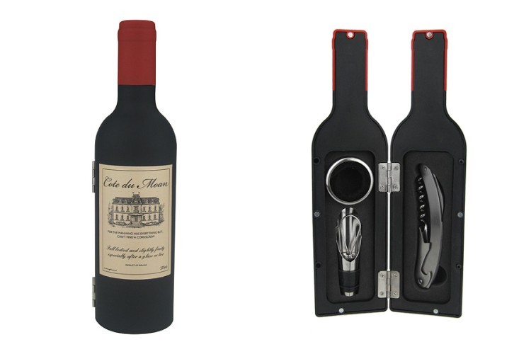 Винный набор 3 пр. Бутылка матовая с красной пробкой Wine Tools ( WT608005RR-AL )